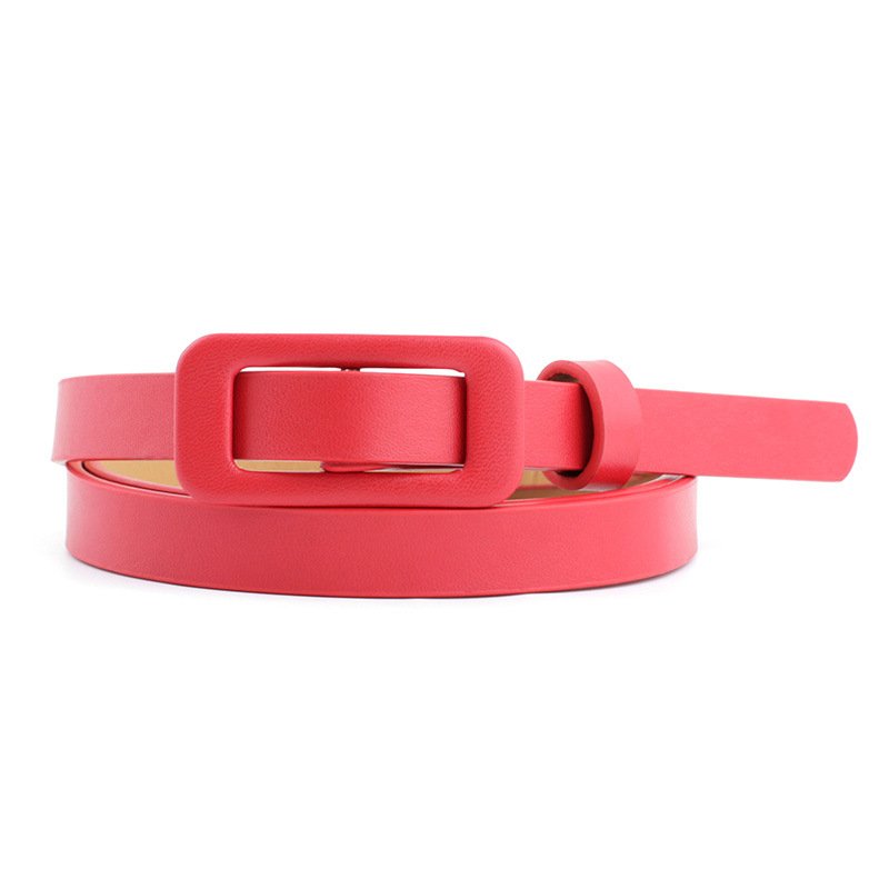 Pu Small Belt Fashionable Square Buckle Pin-Free Perforated Decorative Belt