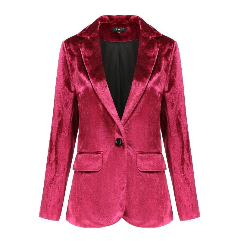 Pure color velvet coat