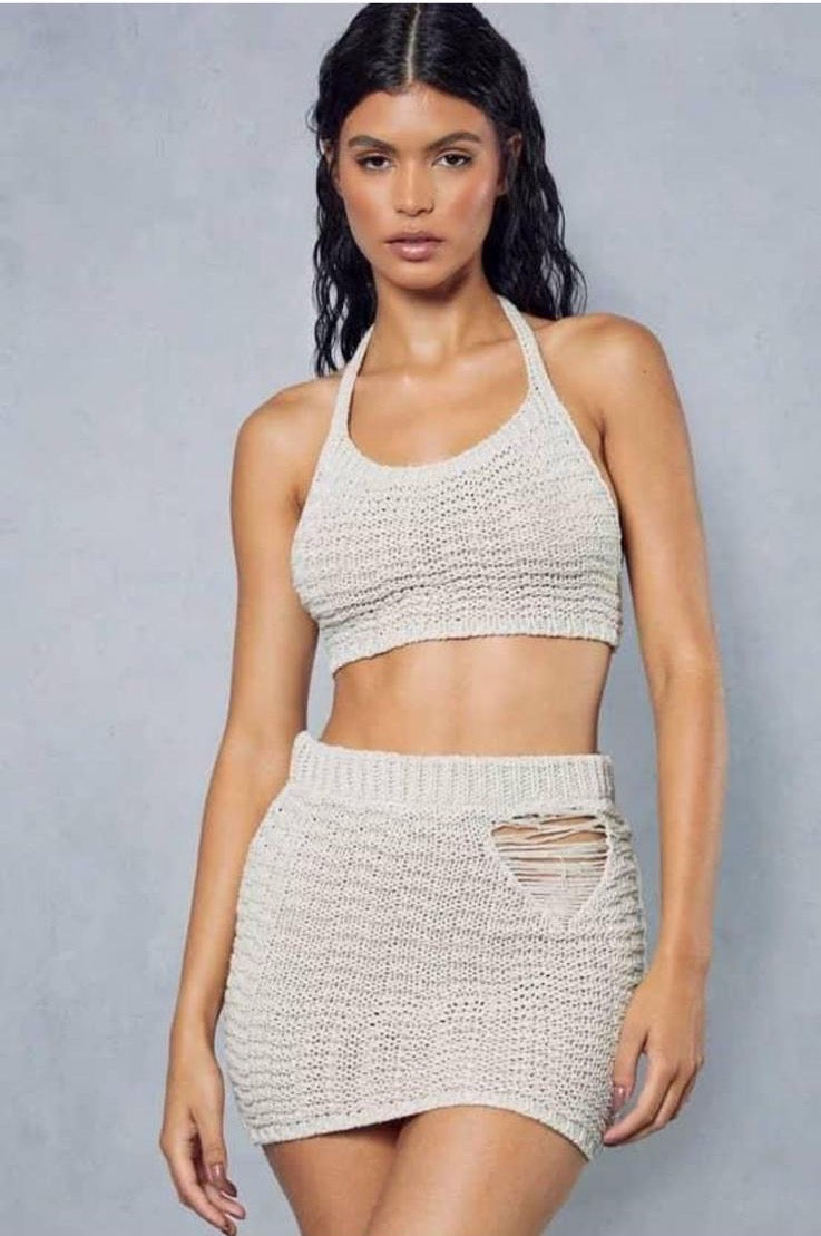 Emma Crochet Short Skirt Set