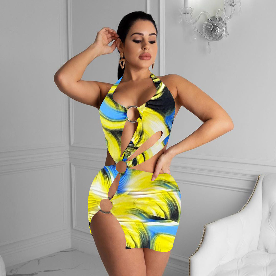 Andrea Ring Print Short Dress