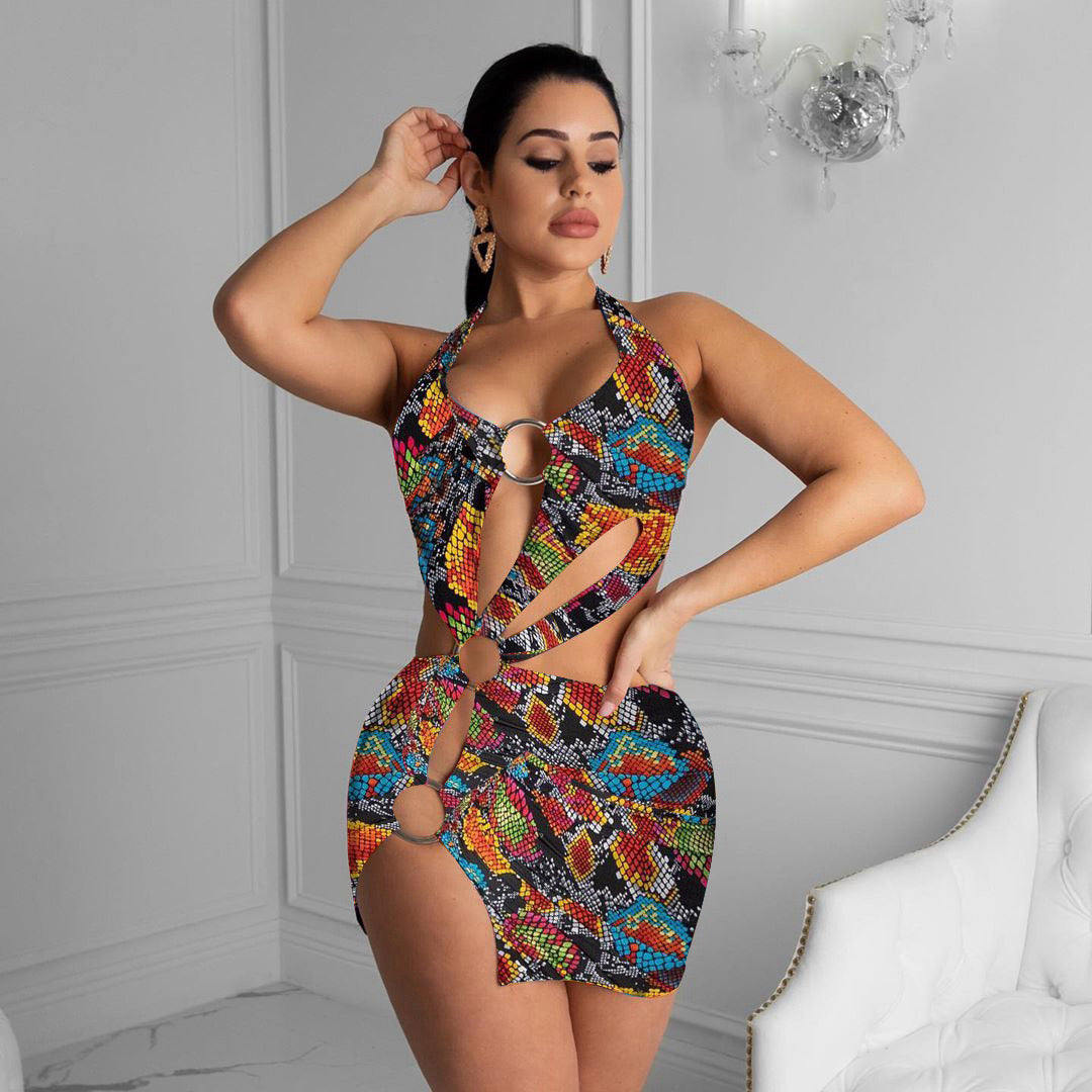 Andrea Ring Print Short Dress