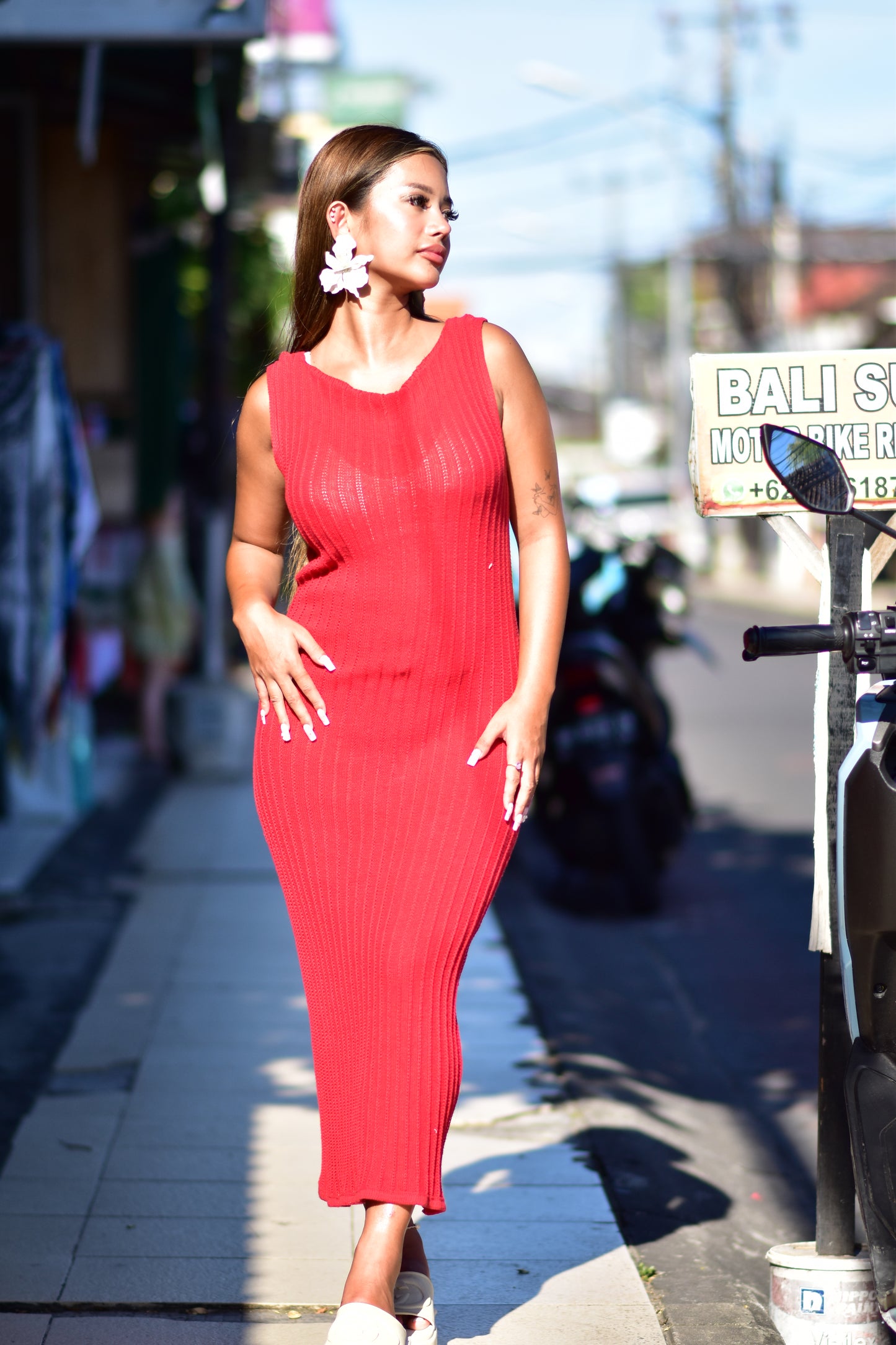 Red Alert With Chelsea V Neck Maxi Dress