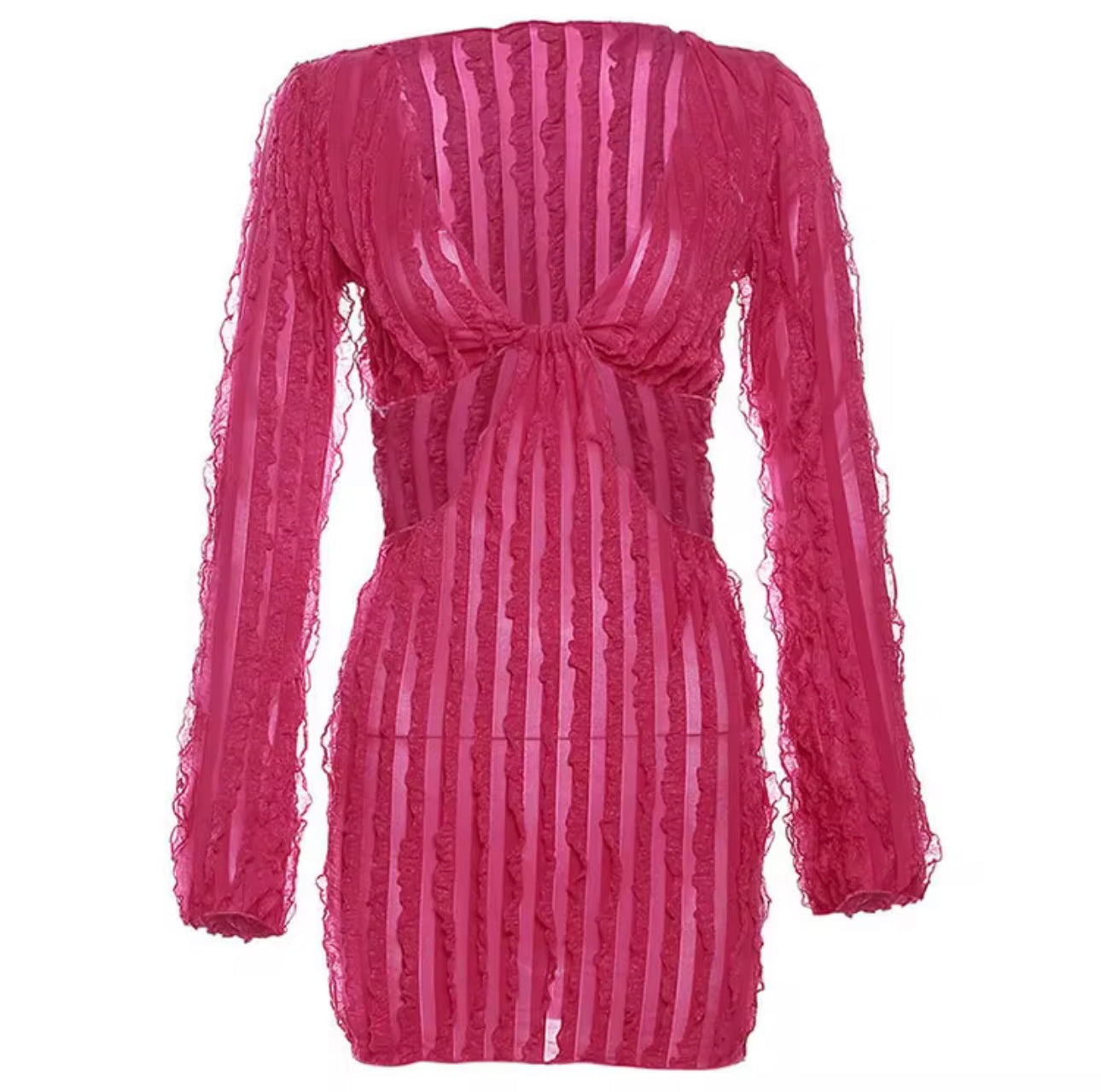 UCVOGUE new fashion hollow out waist sleeve solid dress