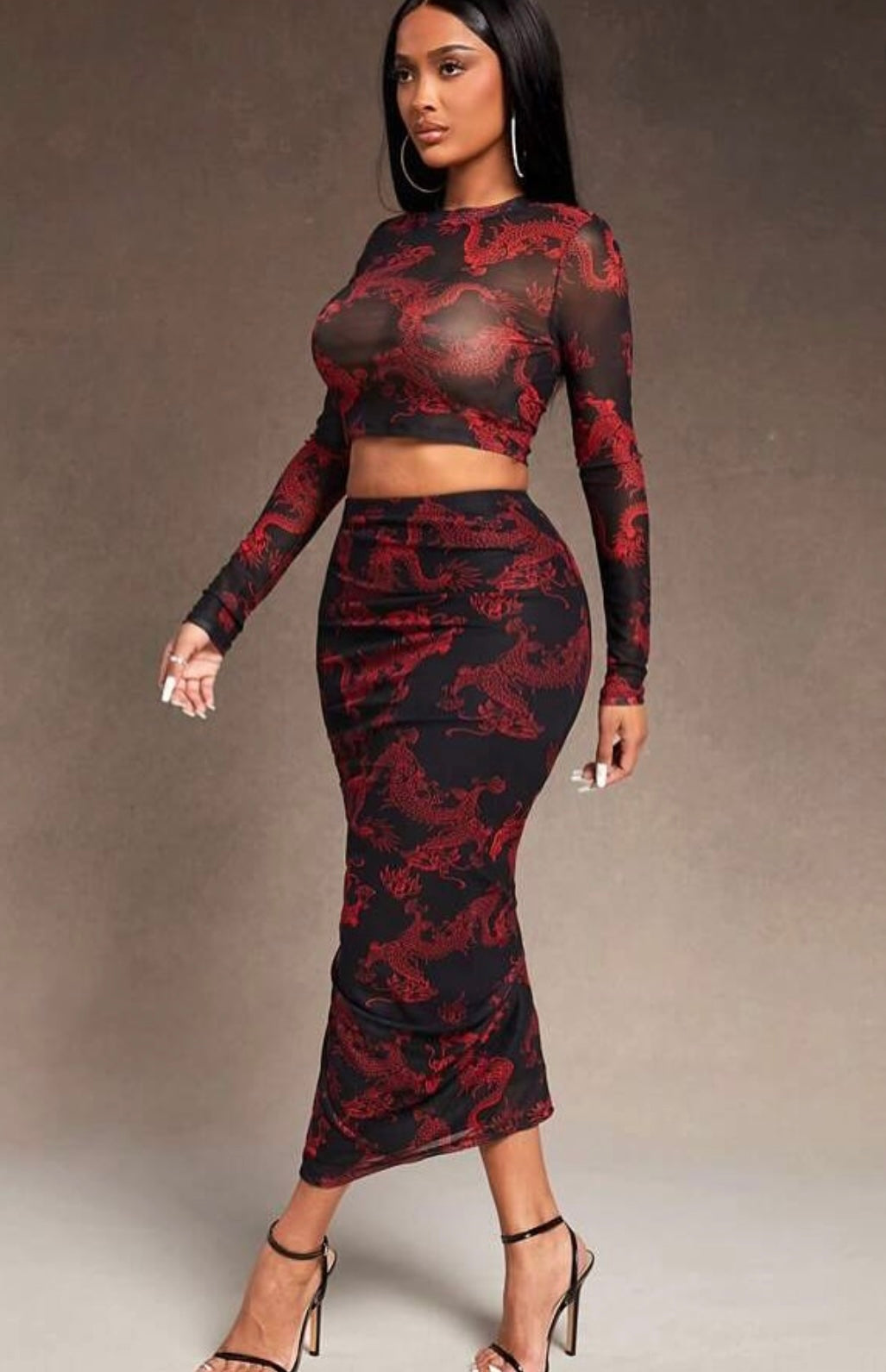 Uganda Mesh top & skirt set