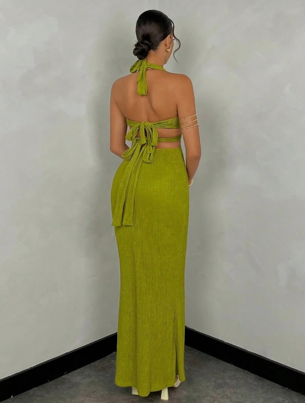 UCVOGUE halter bodycon Maxi dress