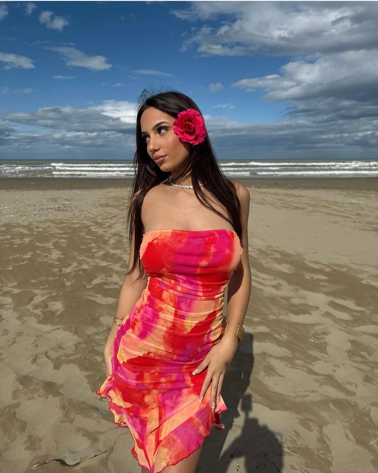 Rufina open back ruffles dress