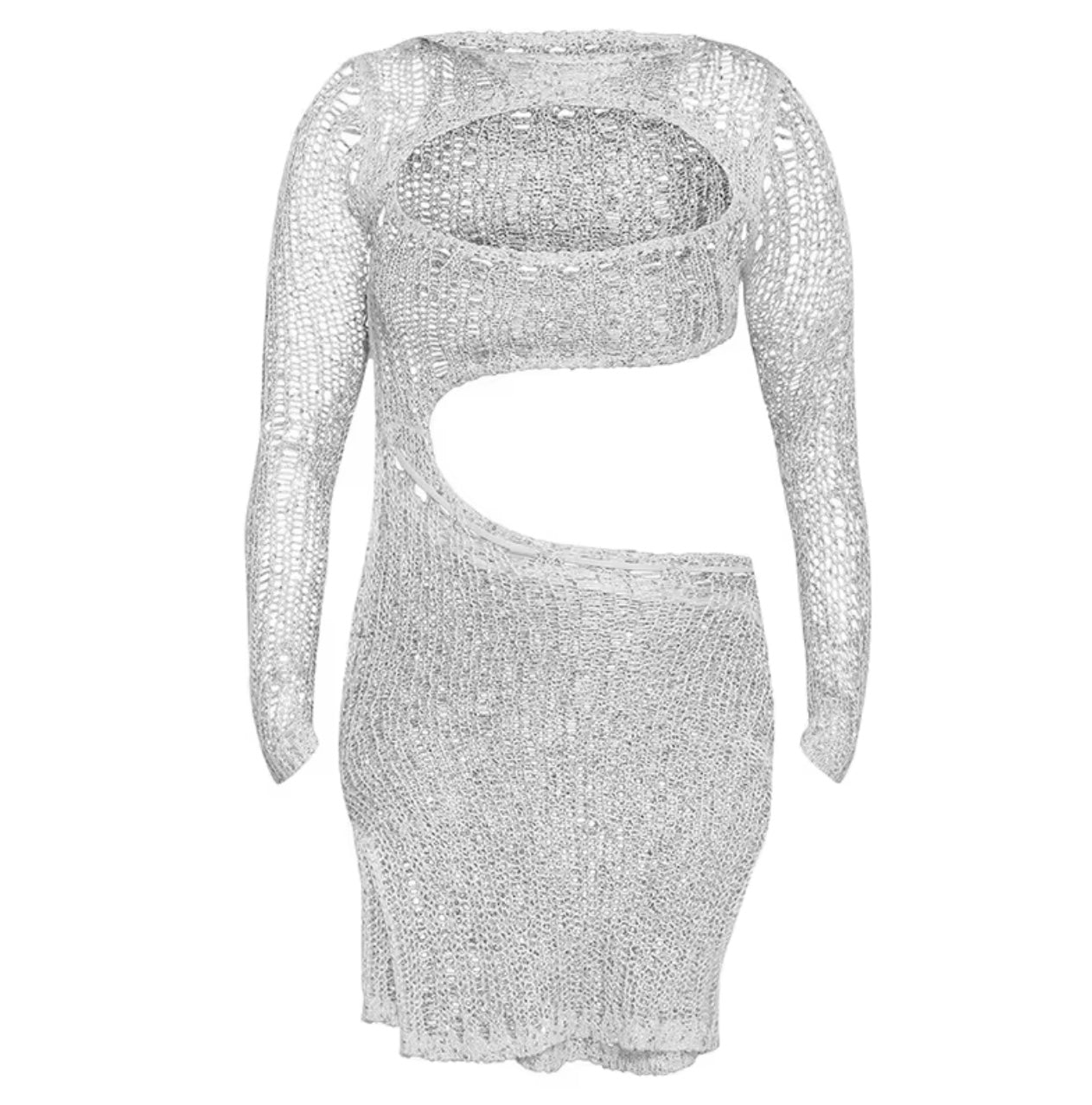 UCVOGUE knitted cardigan skirt hollow bikini cover-up