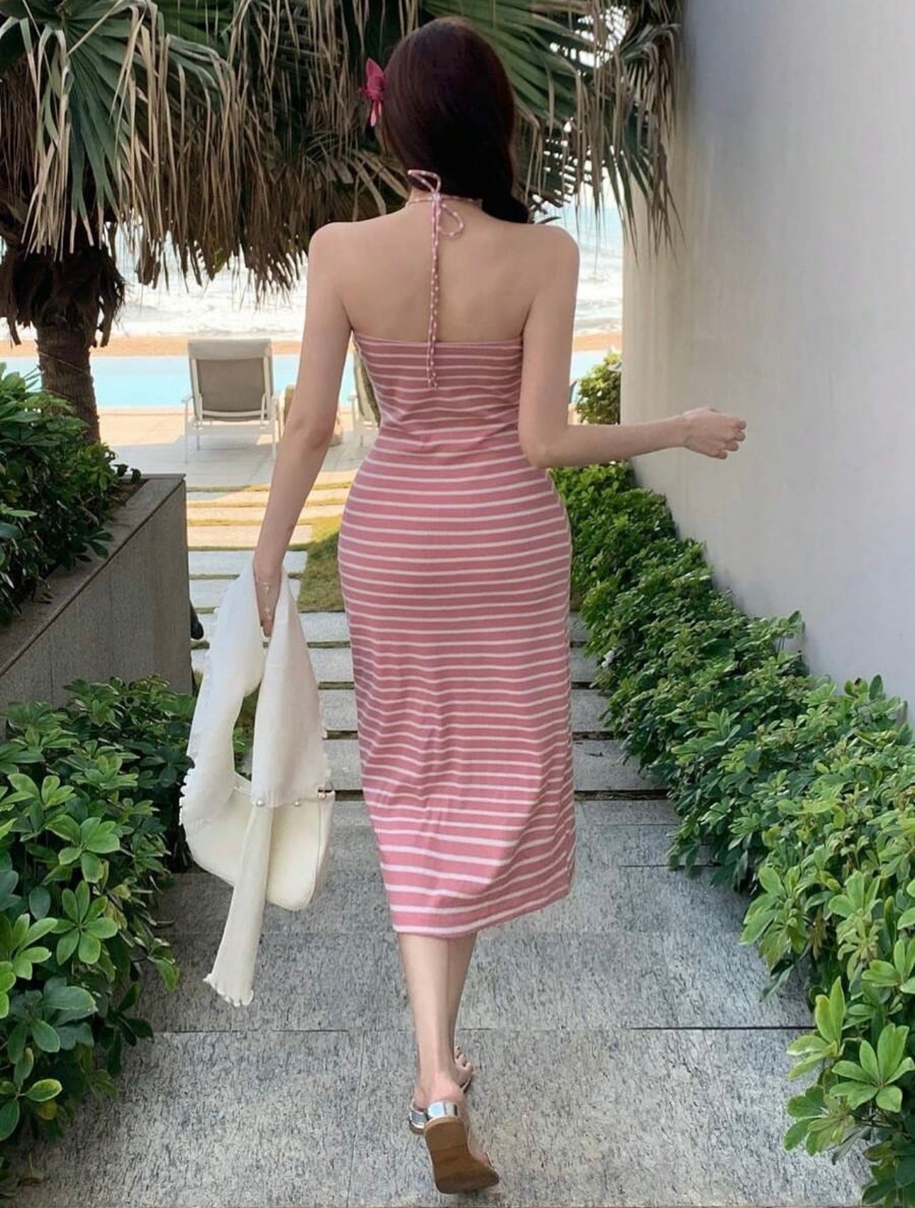 Kalua stripes strapless dress