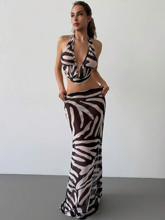 Luna zebra long skirt set