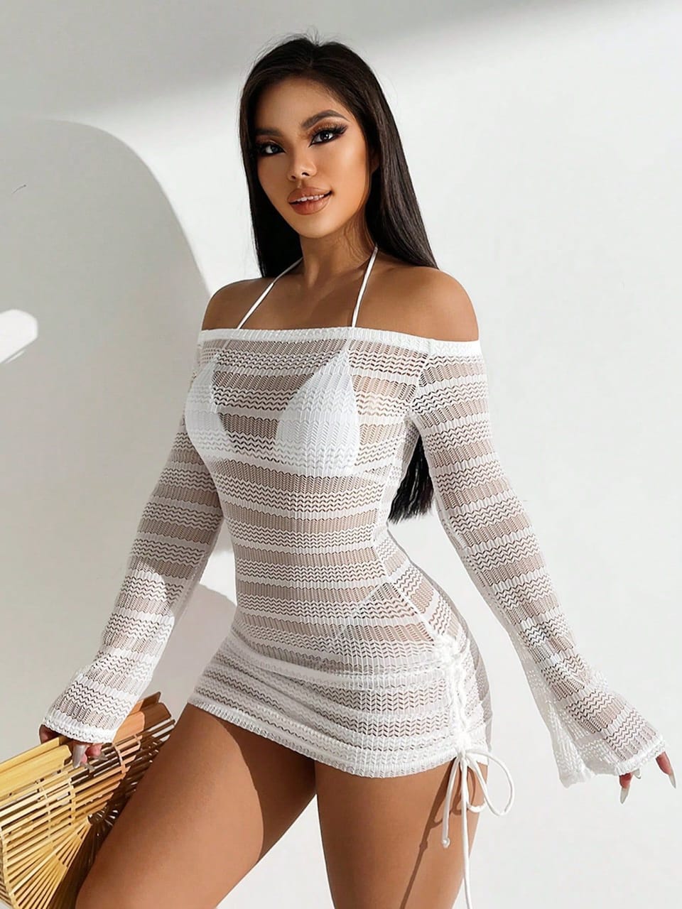 Beach vibes with off the shoulder sexy style