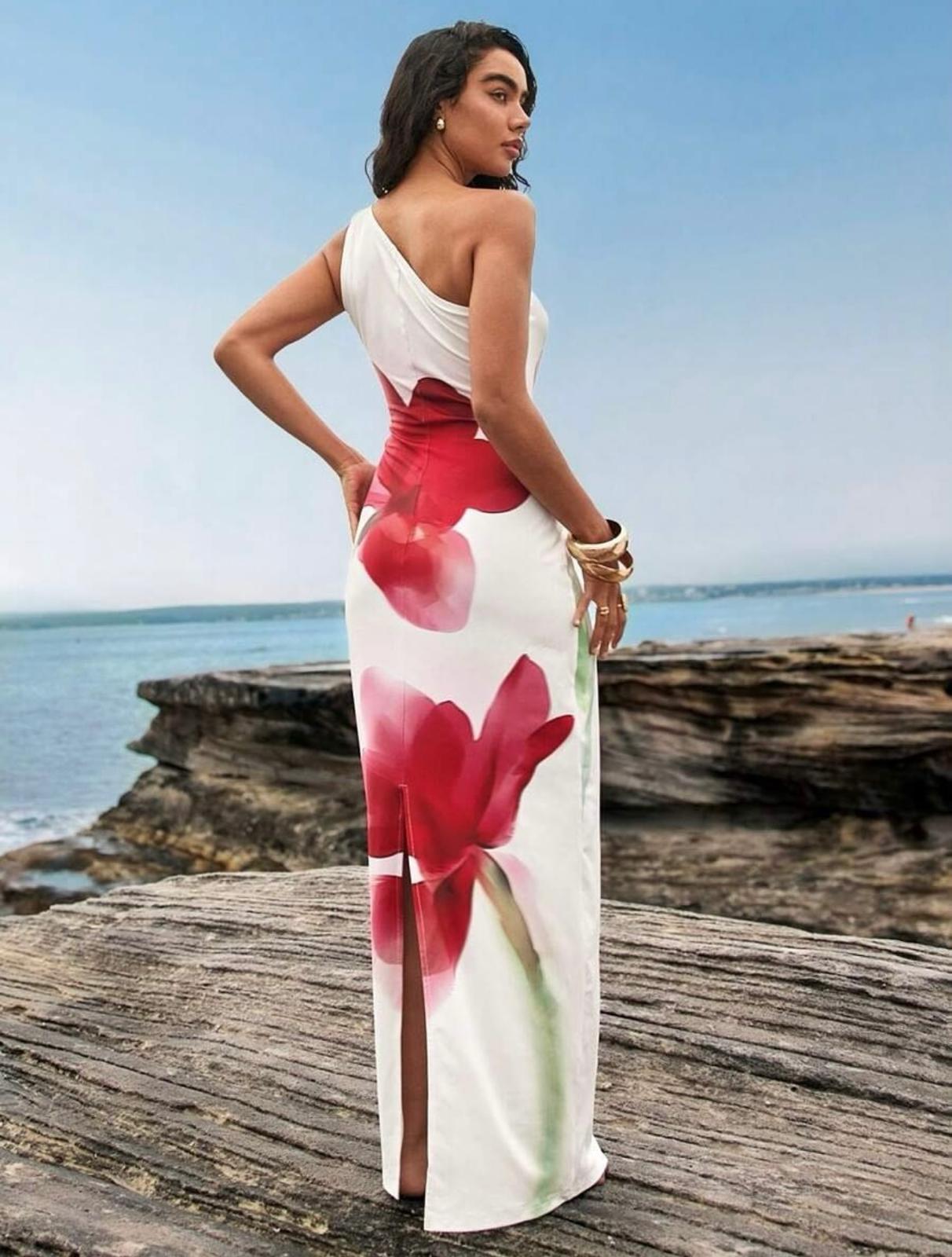 Oahu one shoulder maxi dress