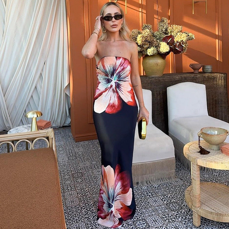 Rosa Floral strapless dress