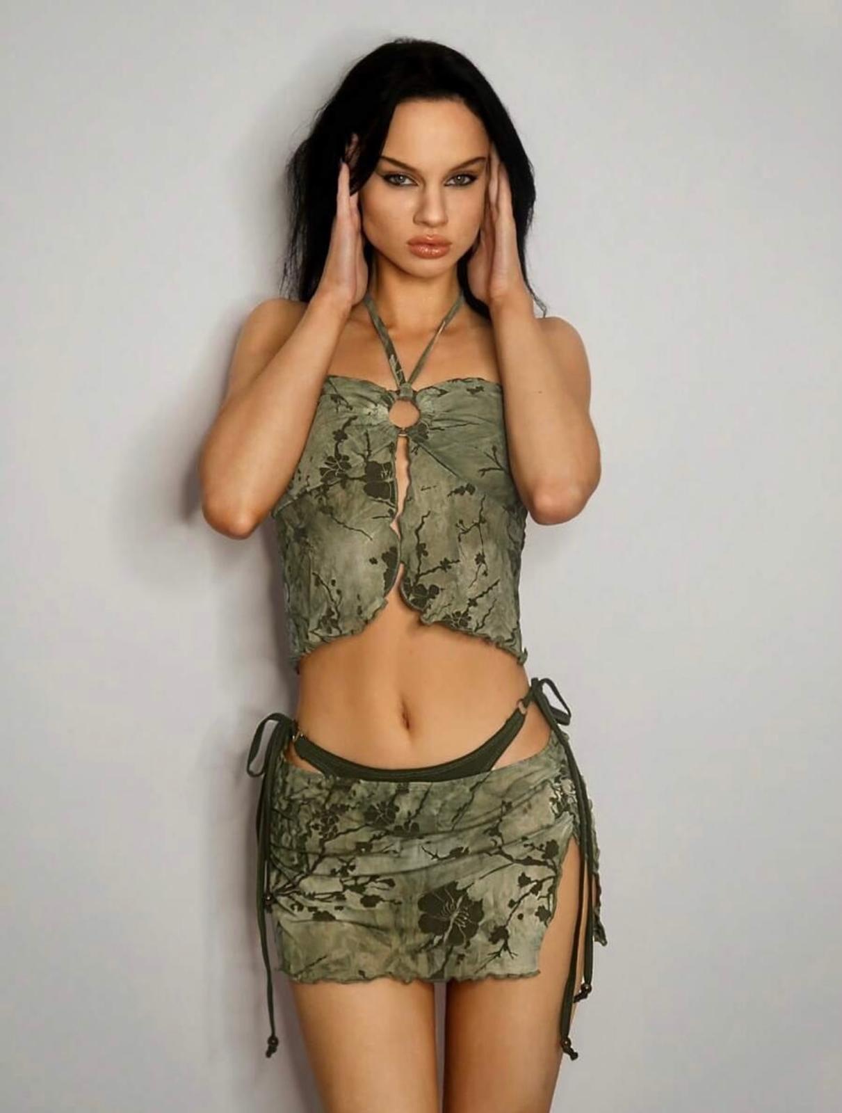 Green vibes skirt short set