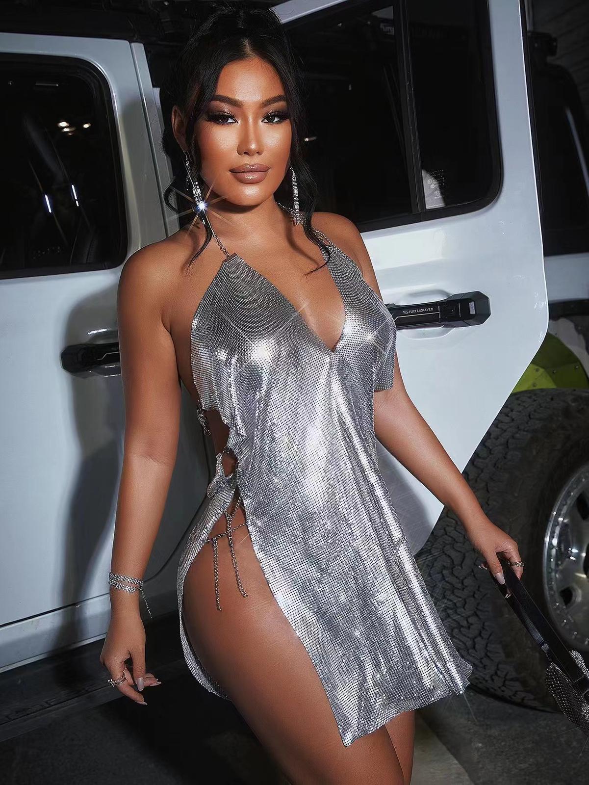 Lasary Night Out Metalic Mini Dress
