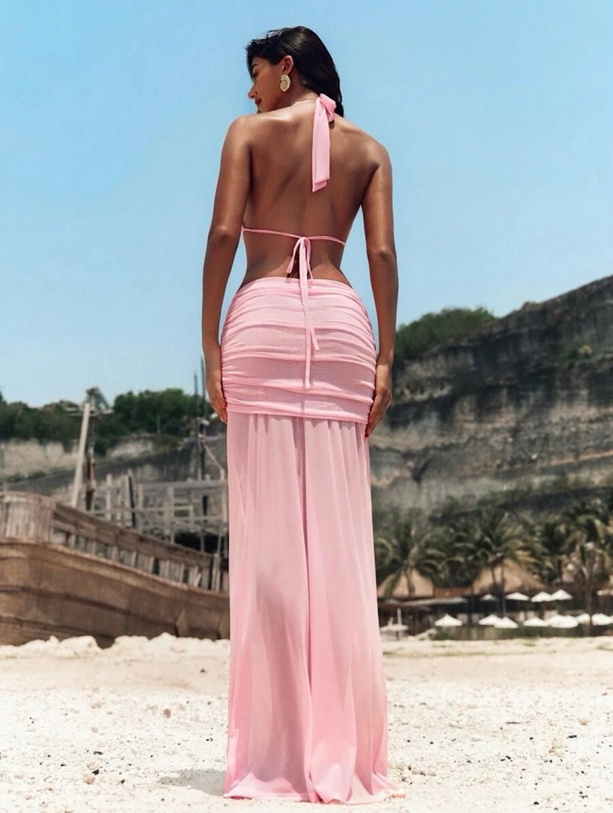Selena baby pink maxi dress