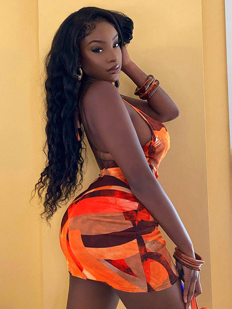 Ronda open back print dress