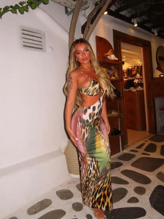 Greece print maxi dress