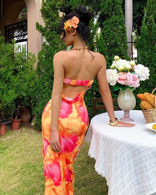 Amanda strapless floral dress