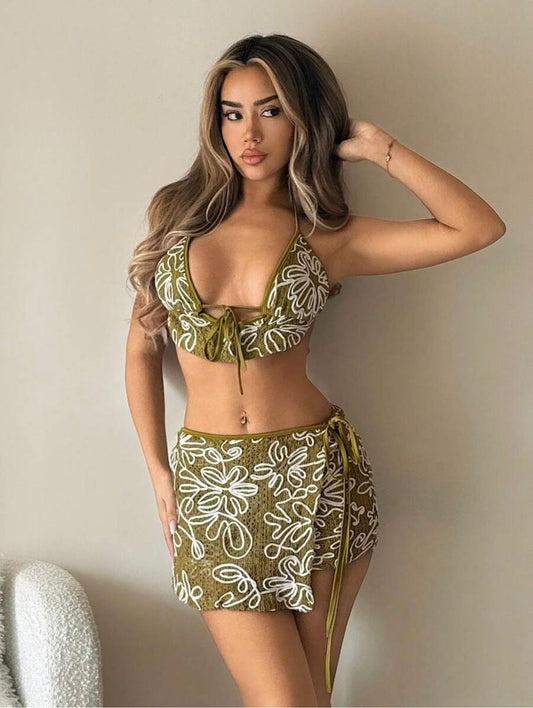 Sofia embroidery short skirt set