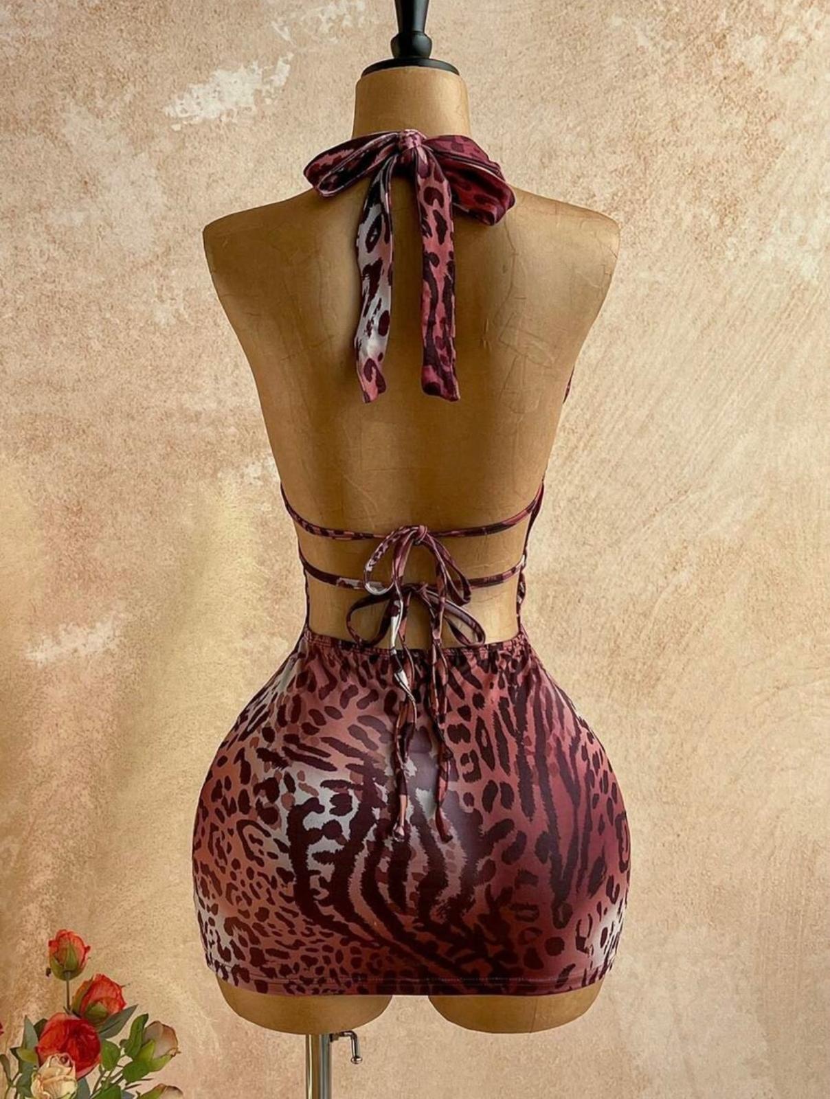 UCVOGUE halter bodycon mini dress