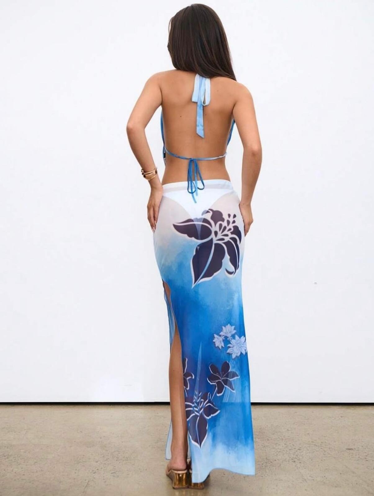 UCVOGUE hibiscus Top and skirt set