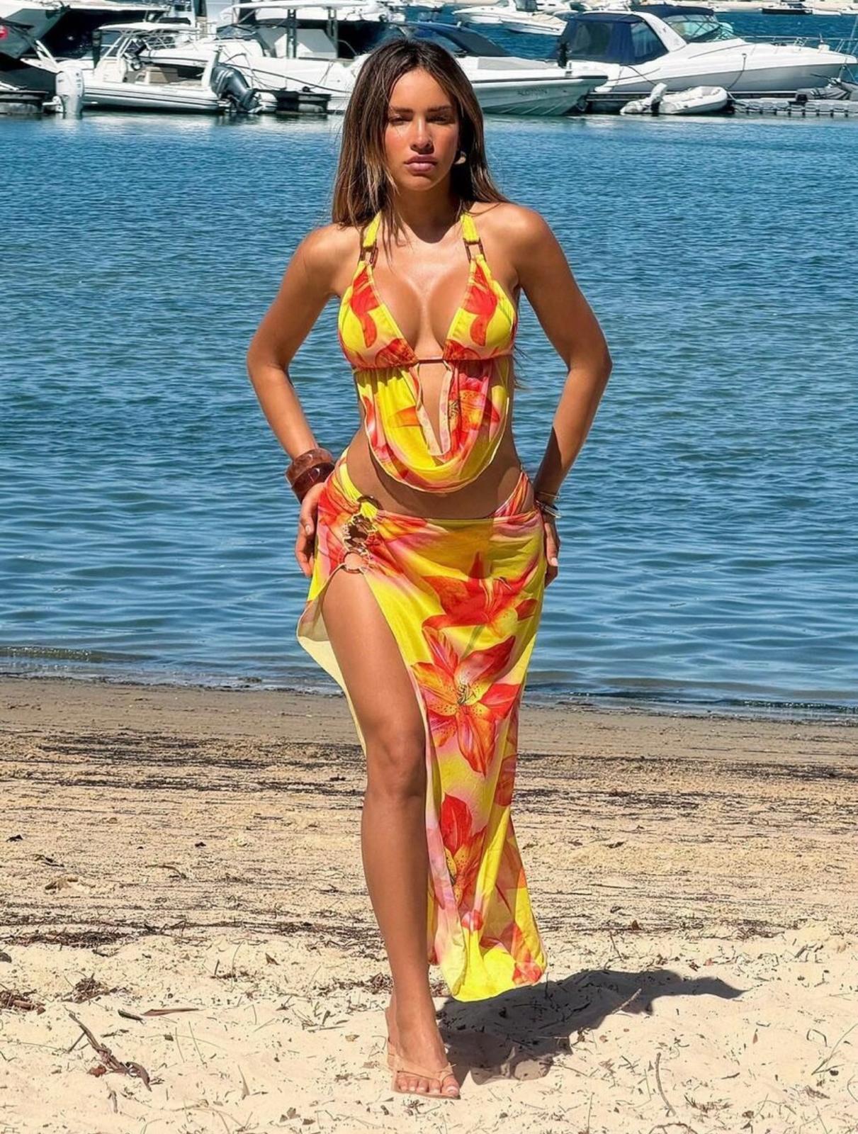 UCVOGUE summer sunshine matching vibes long skirt coverup bikini style & top