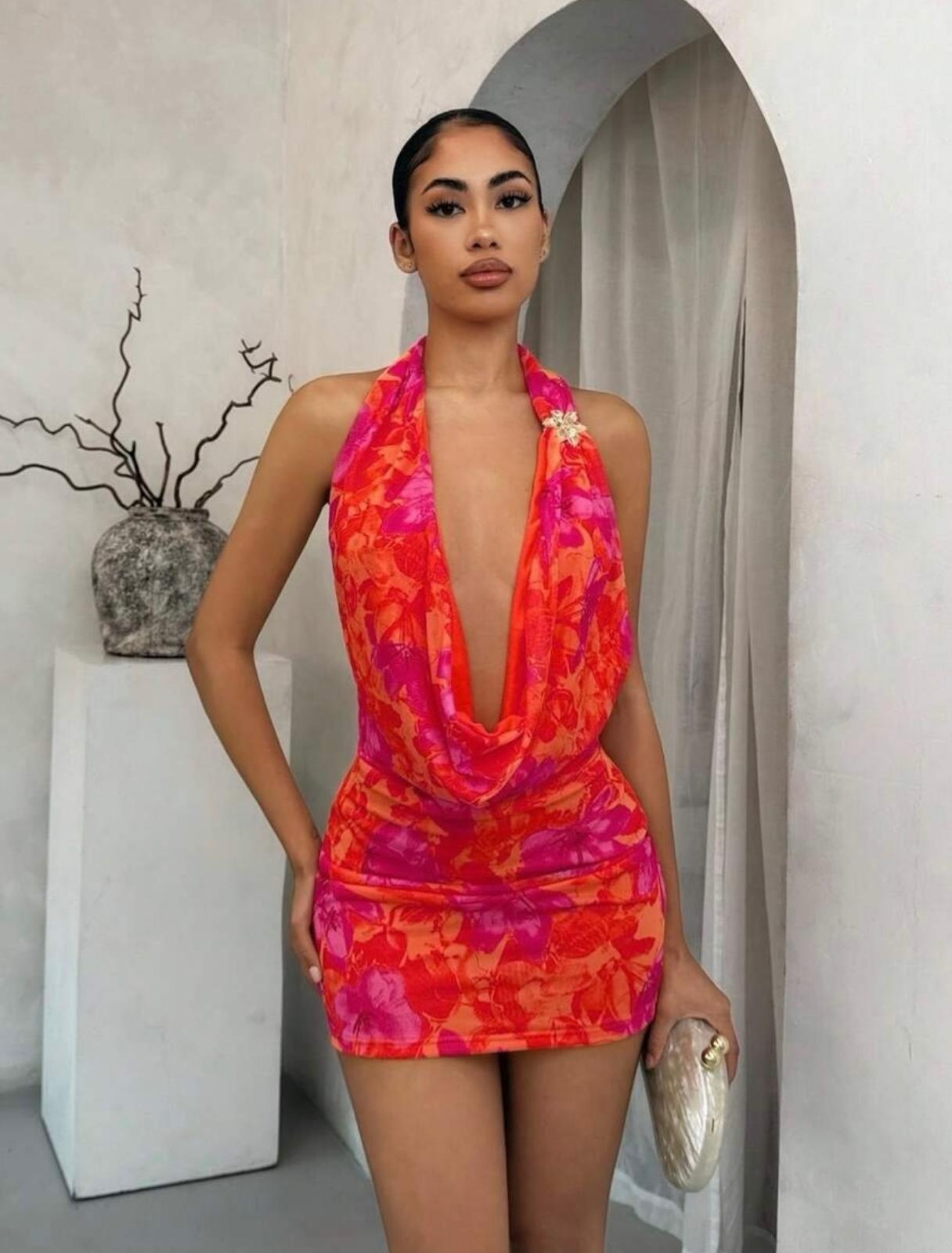 UCVOGUE open front star detail summer mini dress