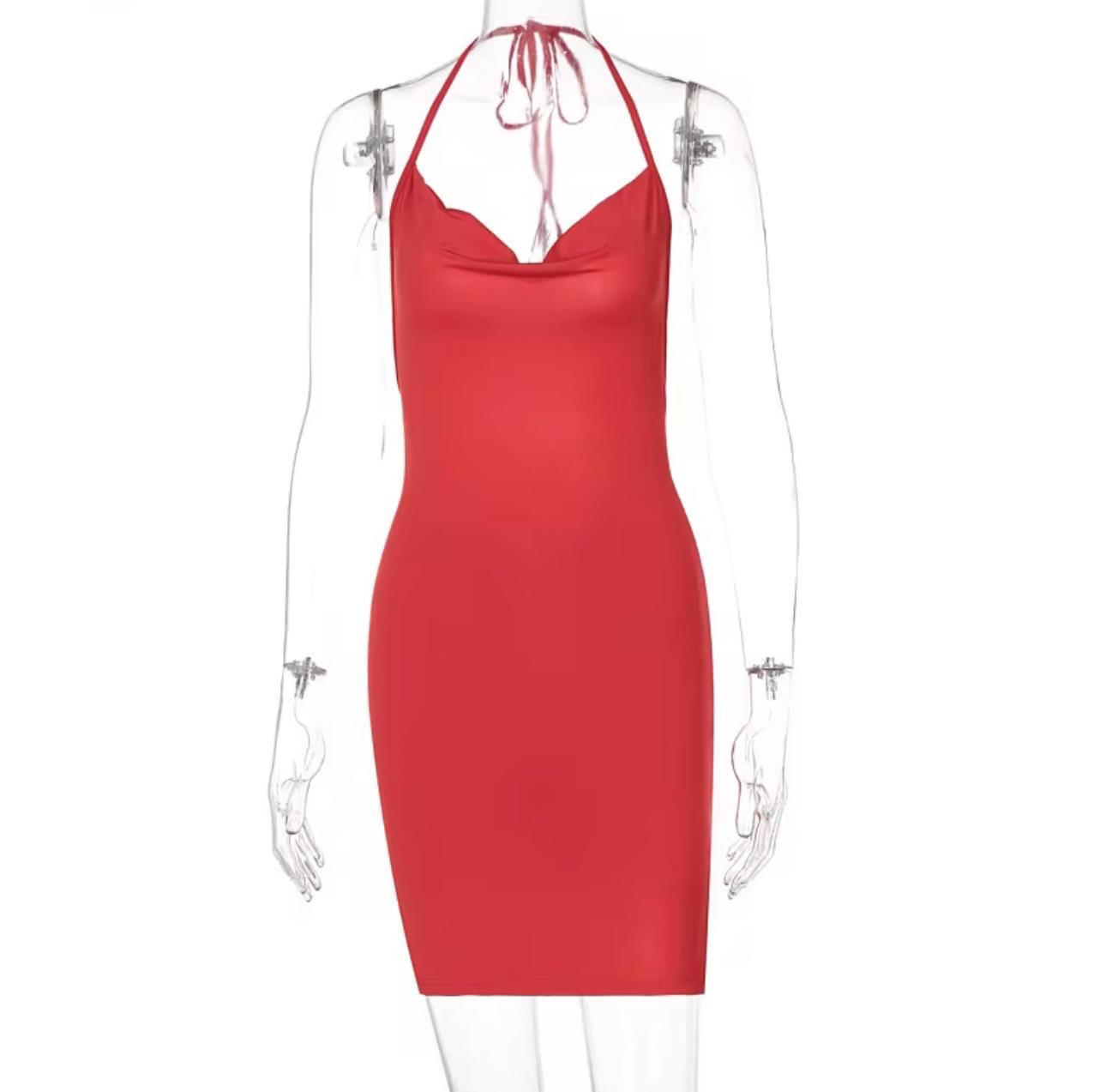 UCVOGUE summer backless solid open back sexy dress