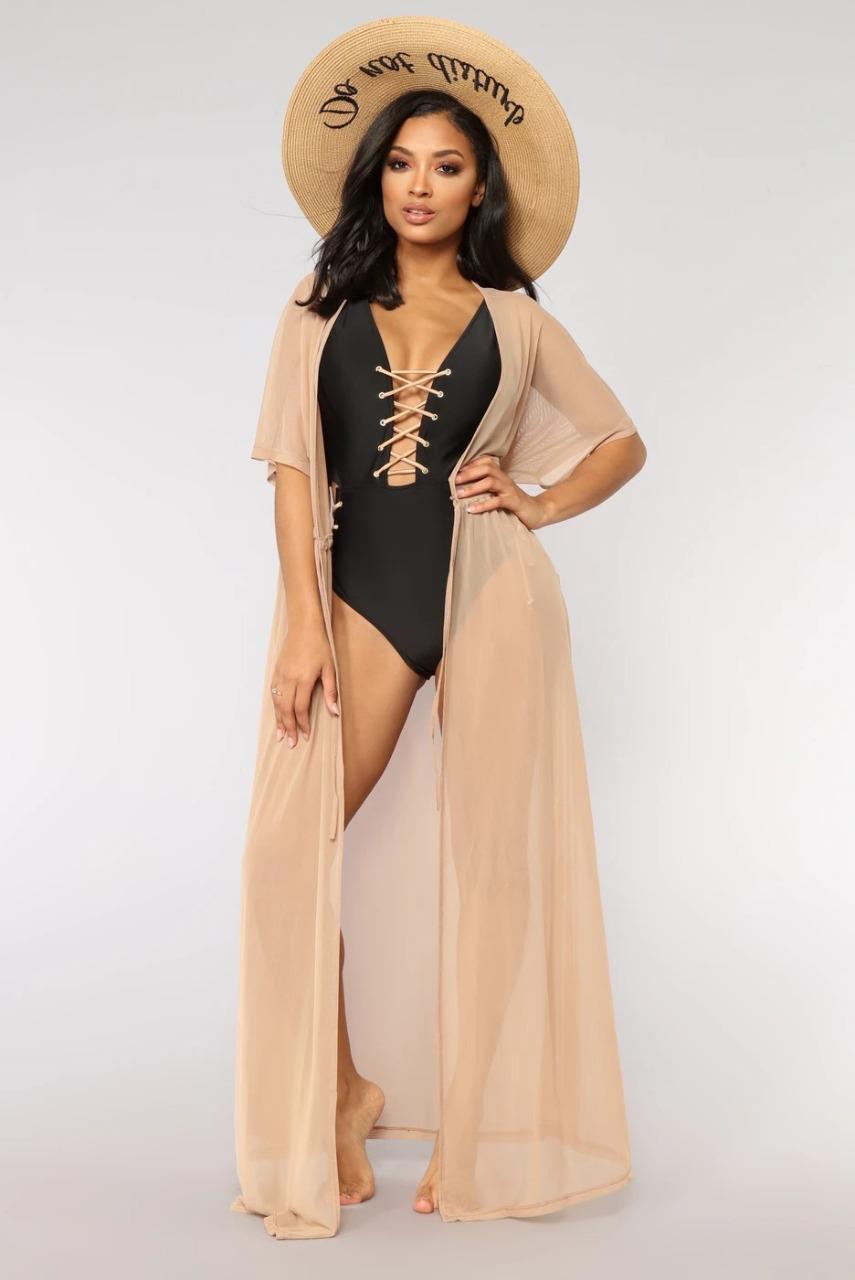 Vacation mood Mesh long coverup