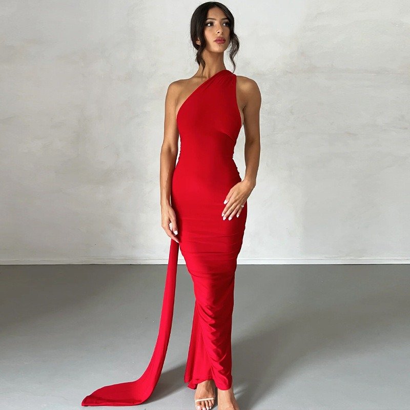 Tatiana Draped Dress Tied At The Neck