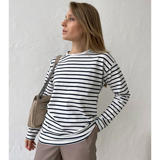 Hana Striped Top With Round Neck