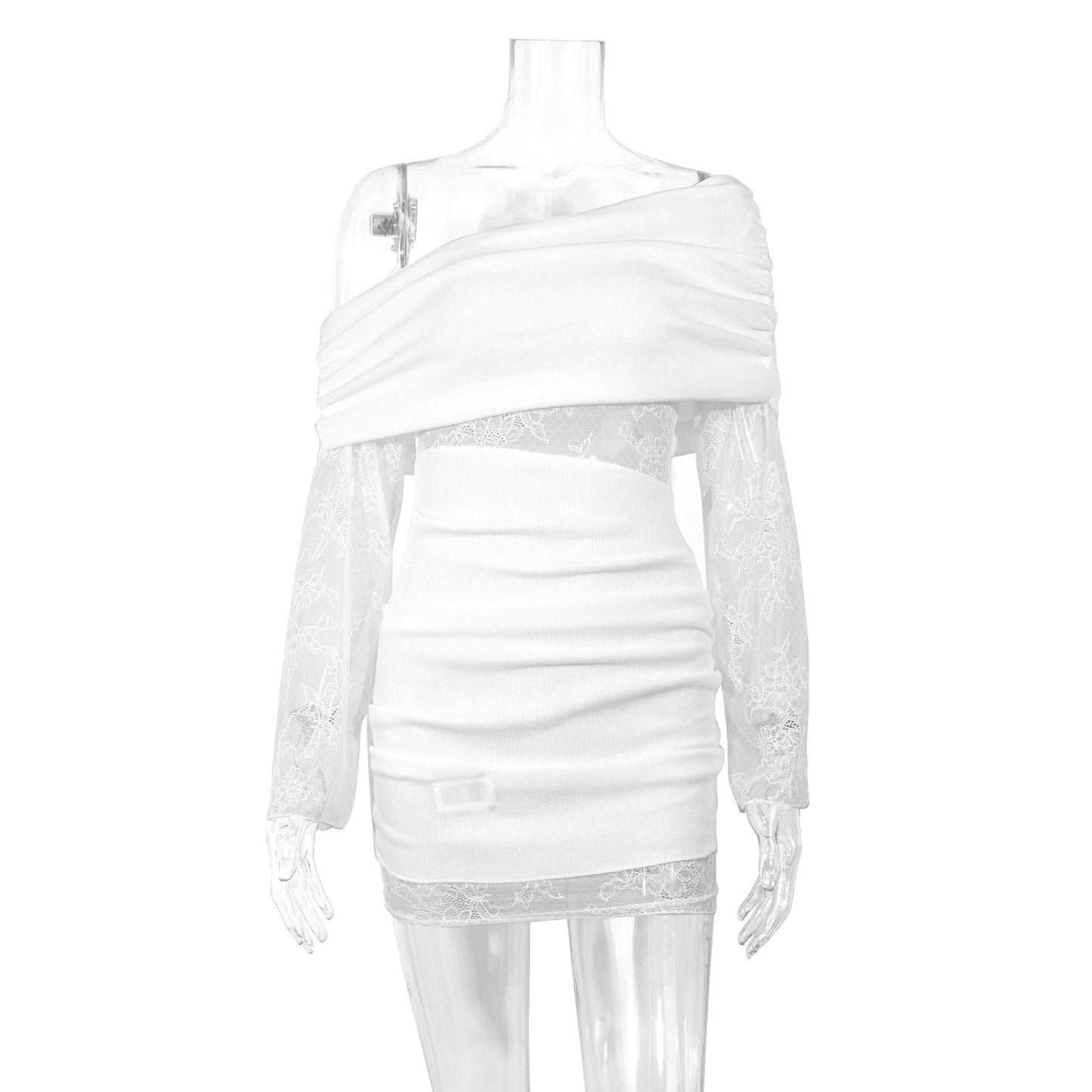 Slanted Shoulder Perspective Dress