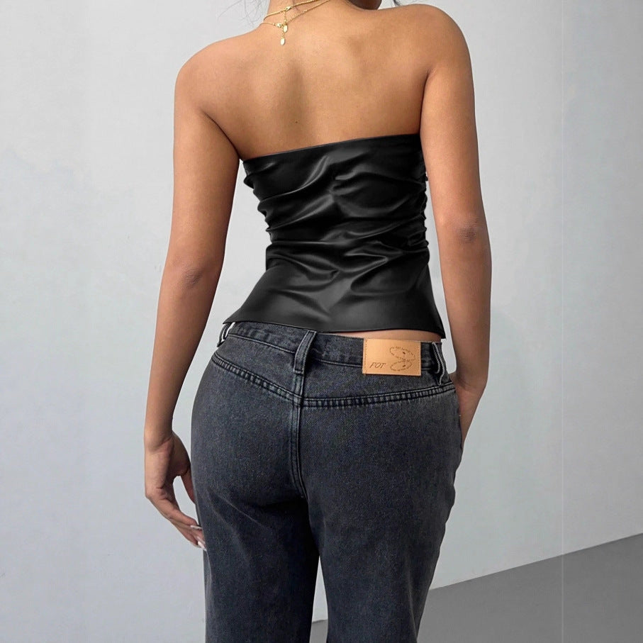Amsterdam leather strapless top