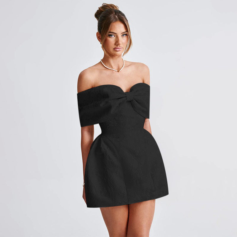 One shoulder bow dress