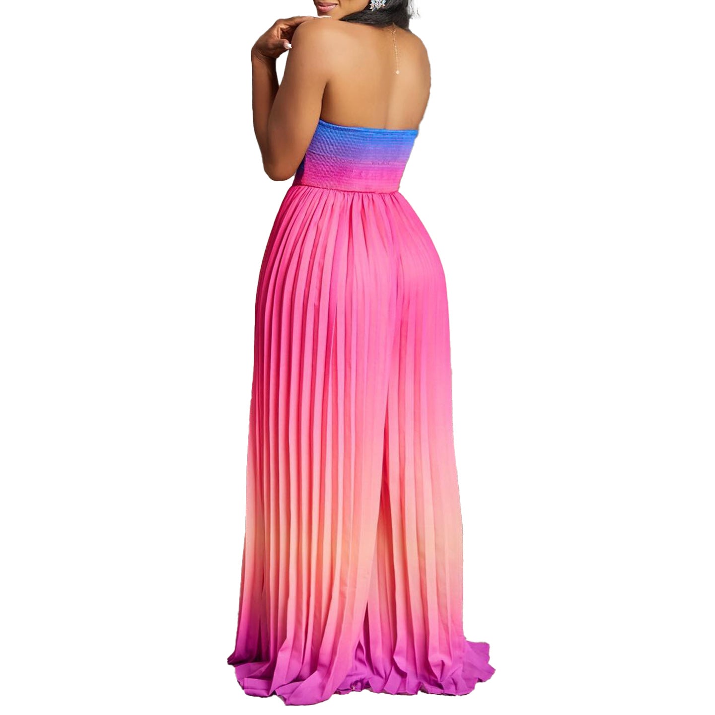 Fashion strapless backless gradient jumpsuit