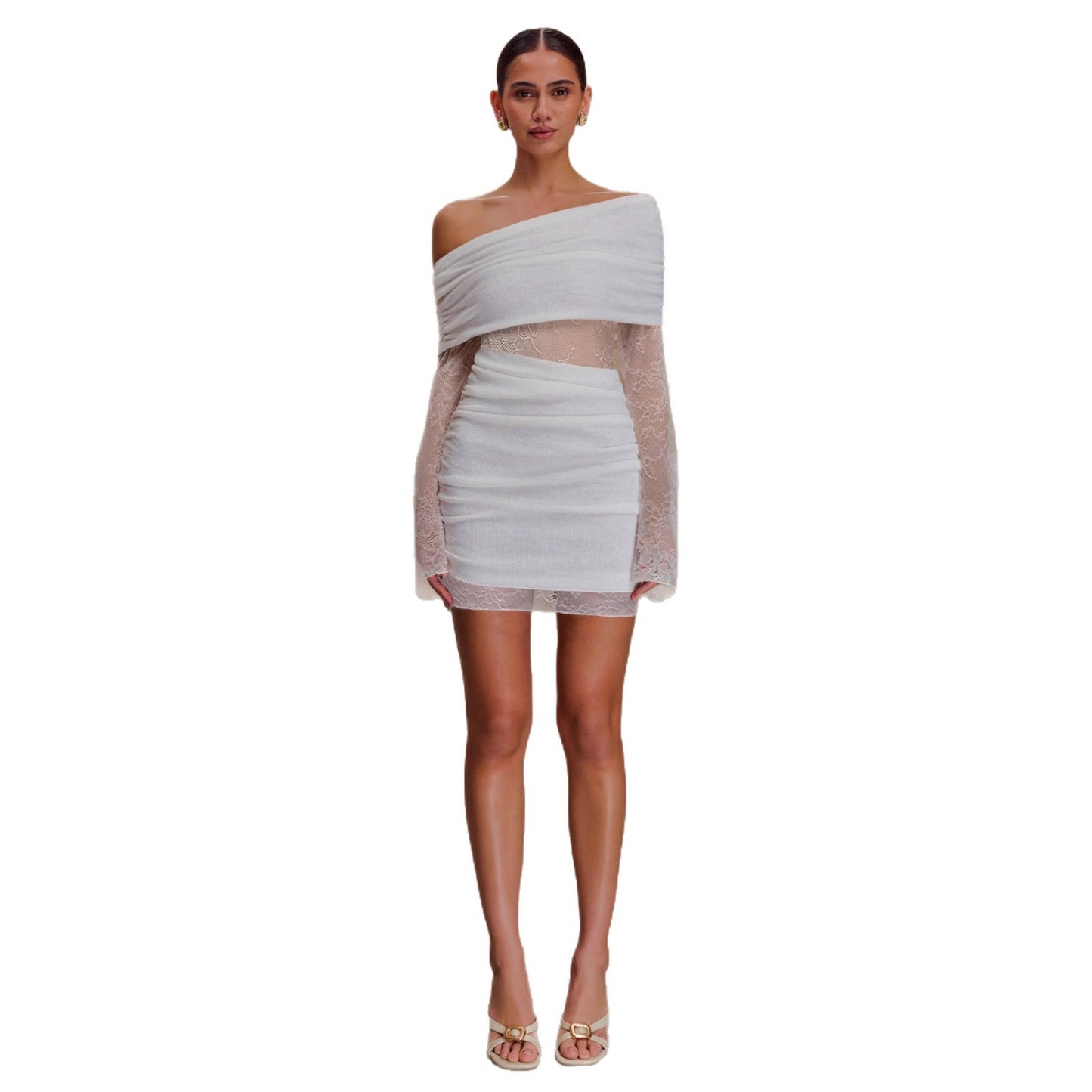 Slanted Shoulder Perspective Dress