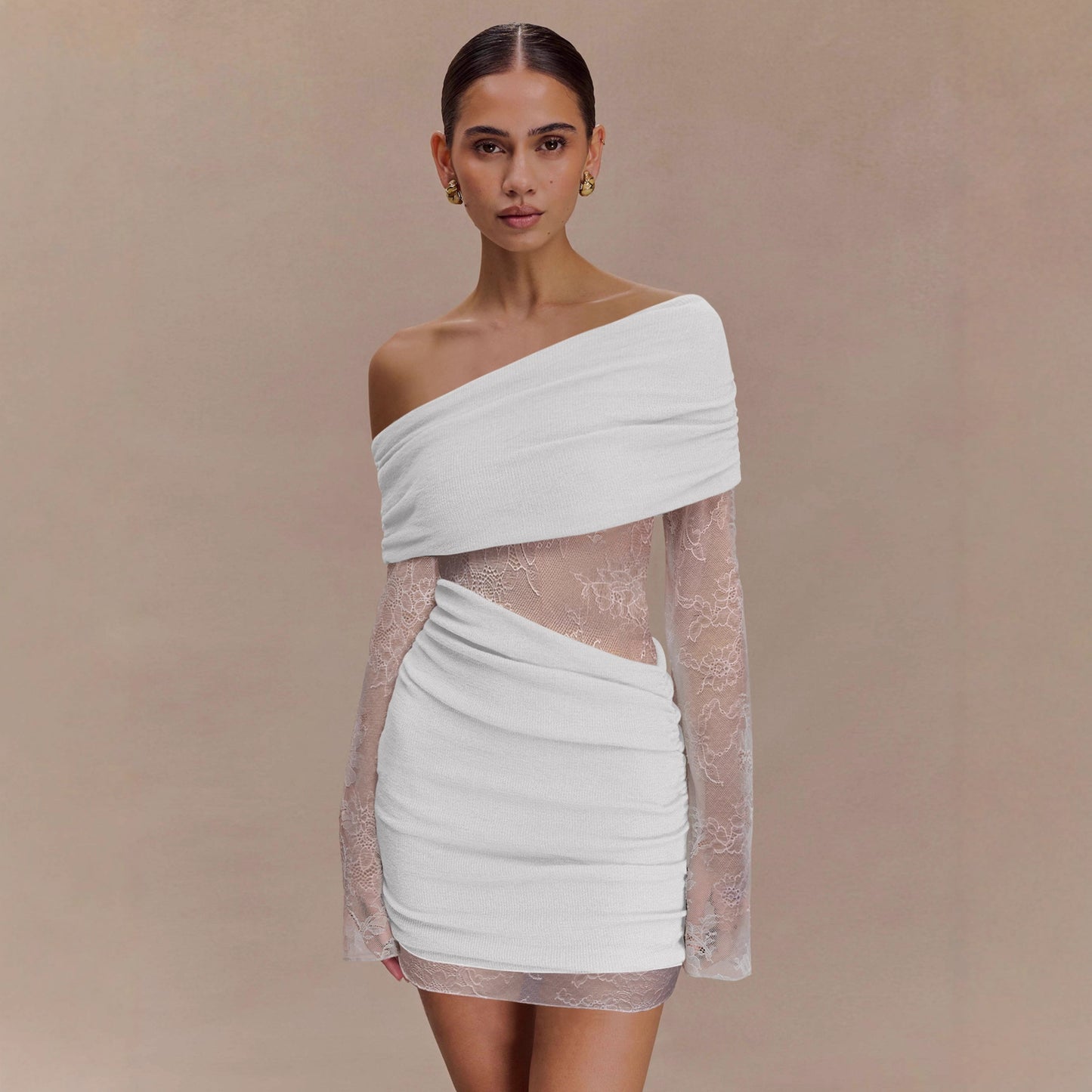 Slanted Shoulder Perspective Dress