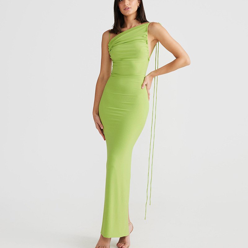 Janet Long Dress With Back Neckline And Reversible Straps