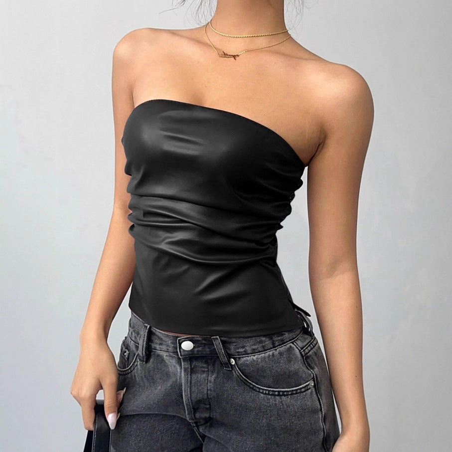 Amsterdam leather strapless top