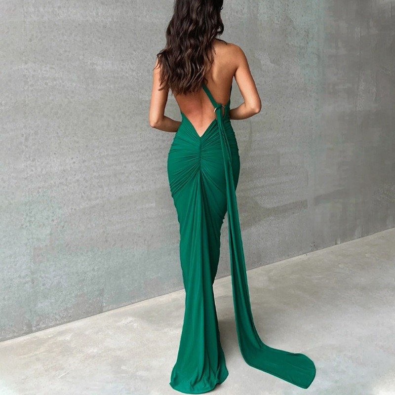 Tatiana Draped Dress Tied At The Neck