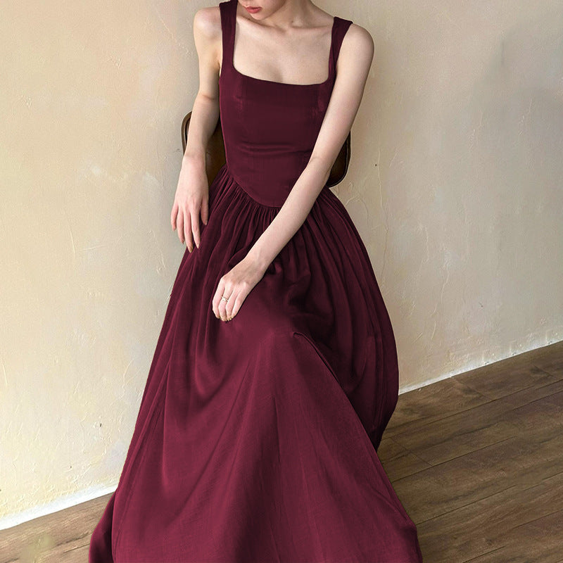 Elegant square collar camisole skirt