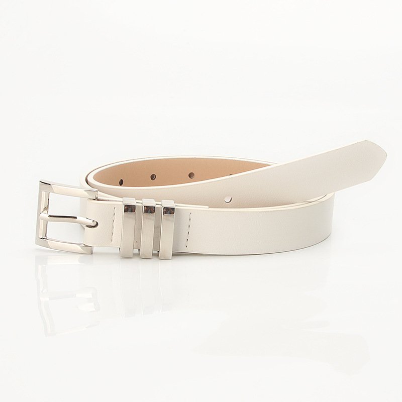 Silver Buckle Belt With Three Straps For Adjustment