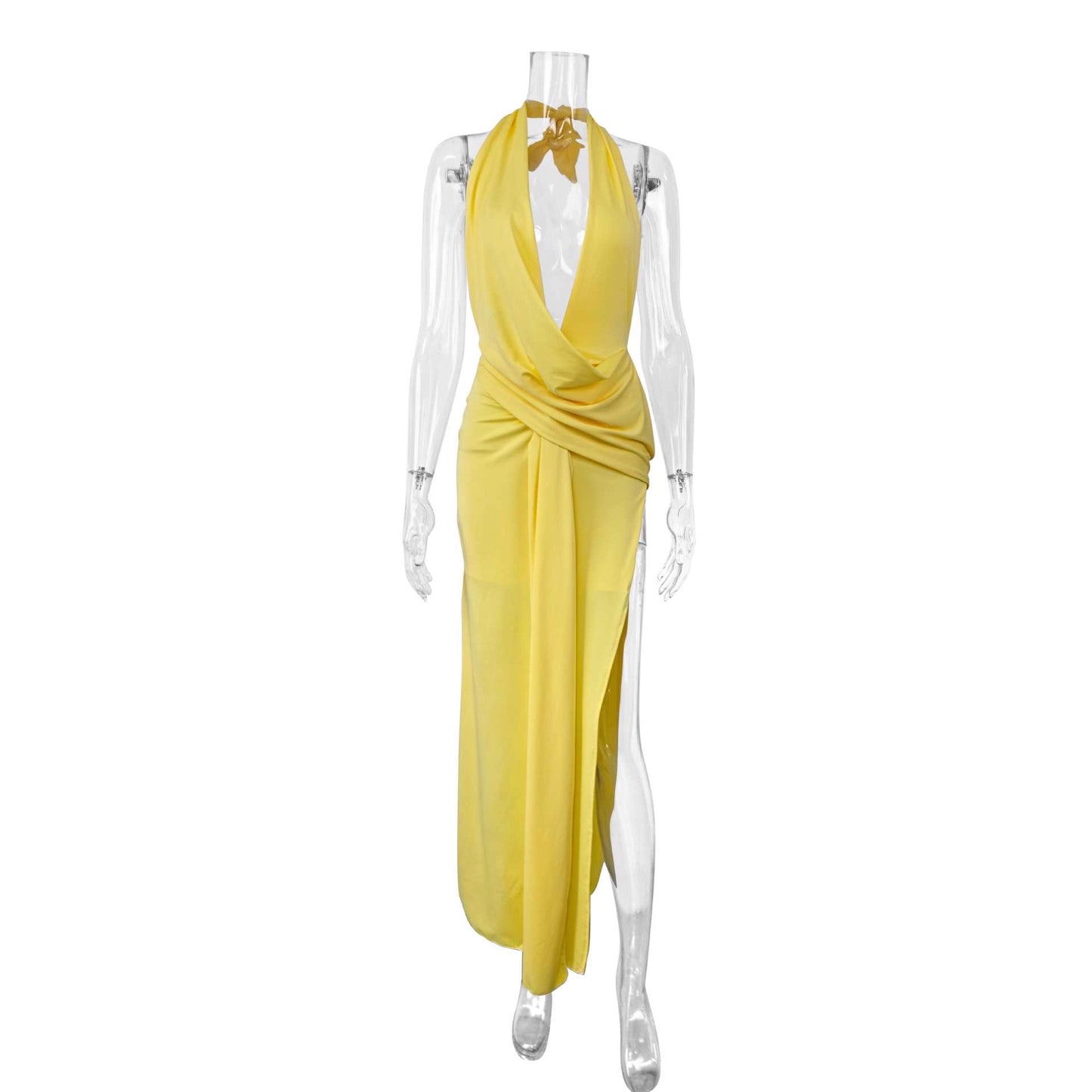 Deep V-neck strap backless long skirt