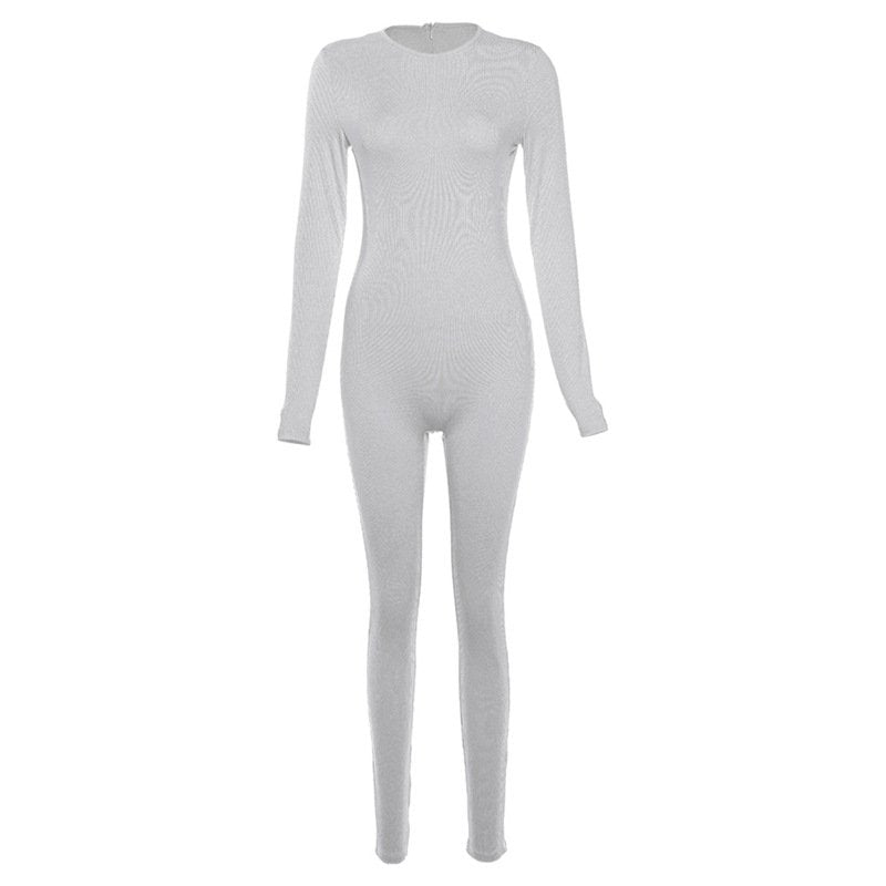 Solid Color High Waisted Tight Sports Bodybuilding Jumpsuit