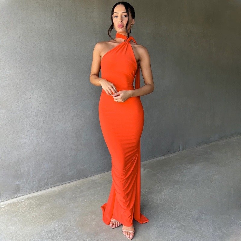Tatiana Draped Dress Tied At The Neck