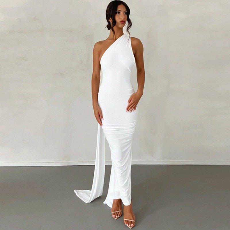 Tatiana Draped Dress Tied At The Neck