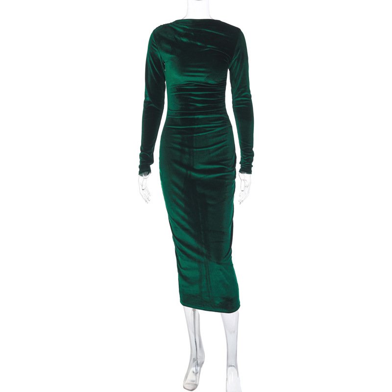 Long Sleeve Pleated Dress