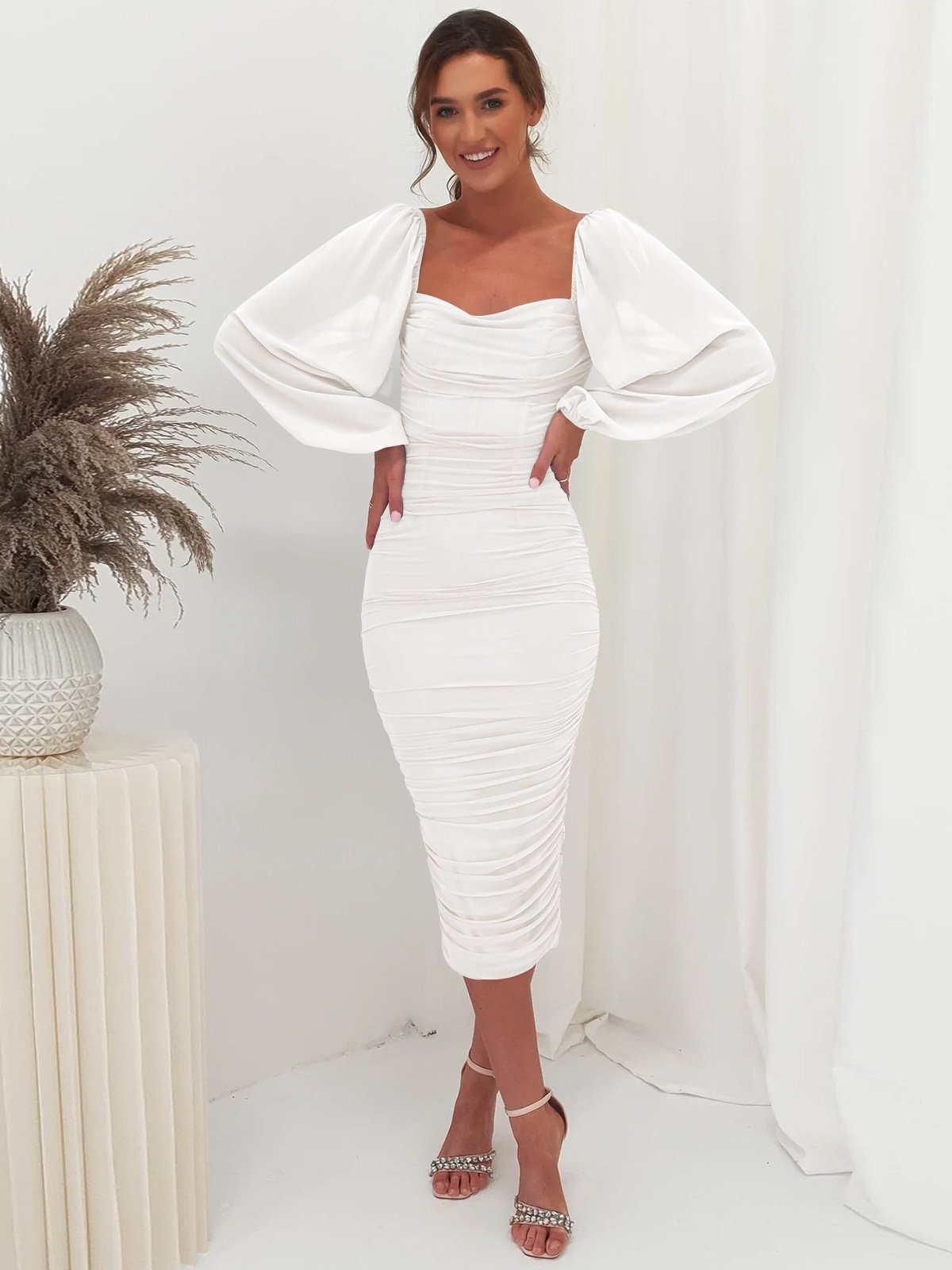 Square Neck Slit Dress