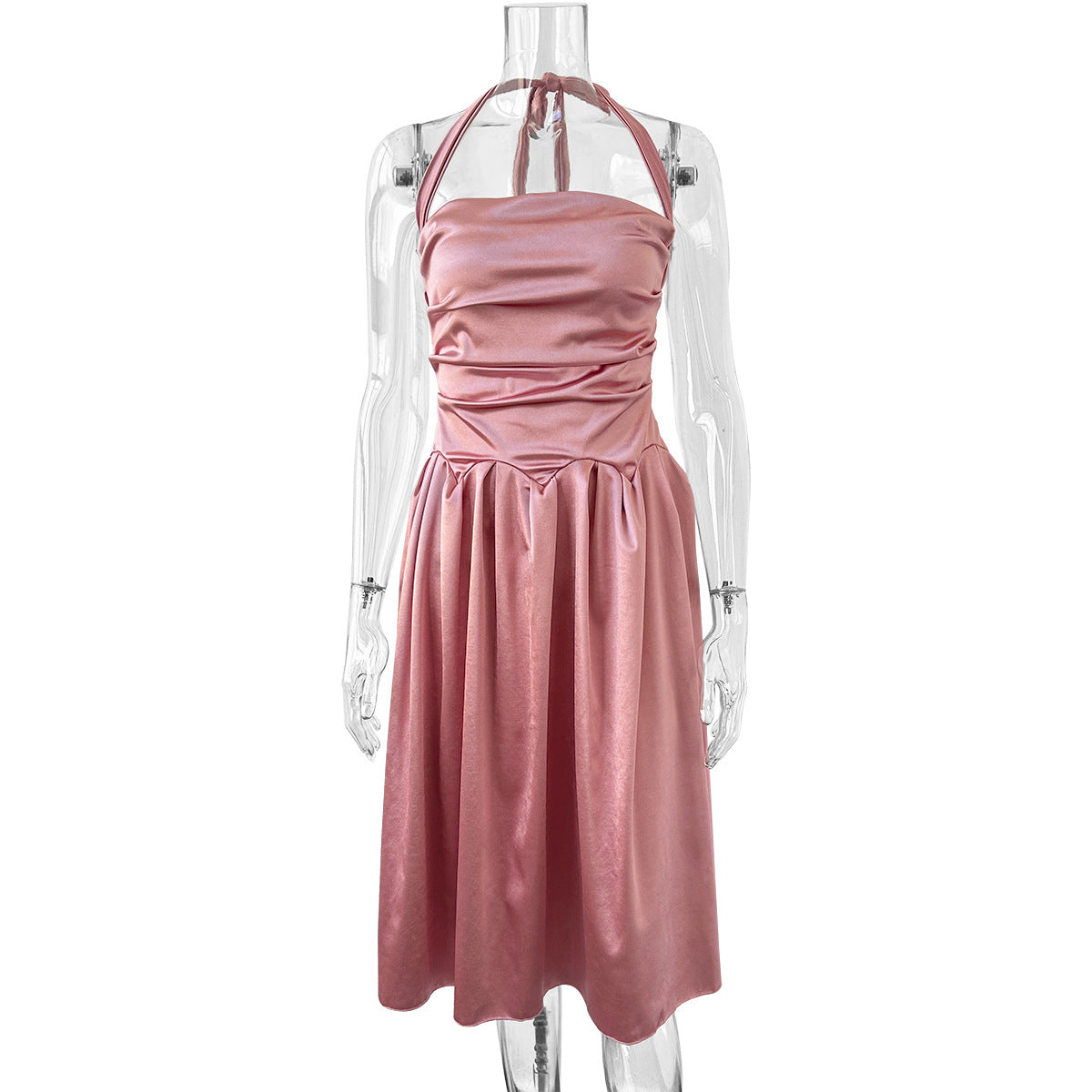Lace up backless mid length skirt