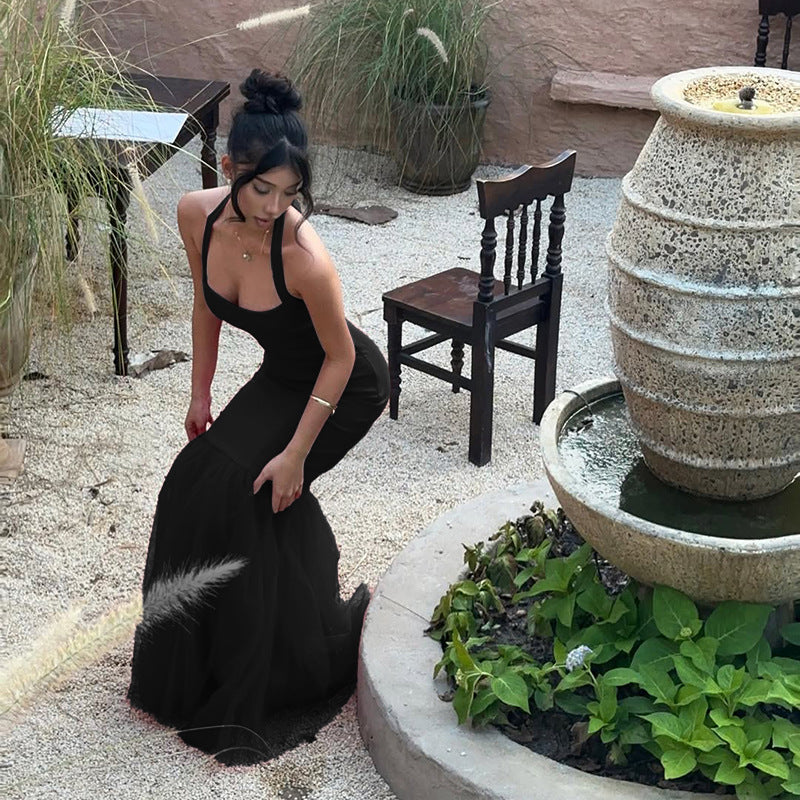 Fish tail patchwork dress